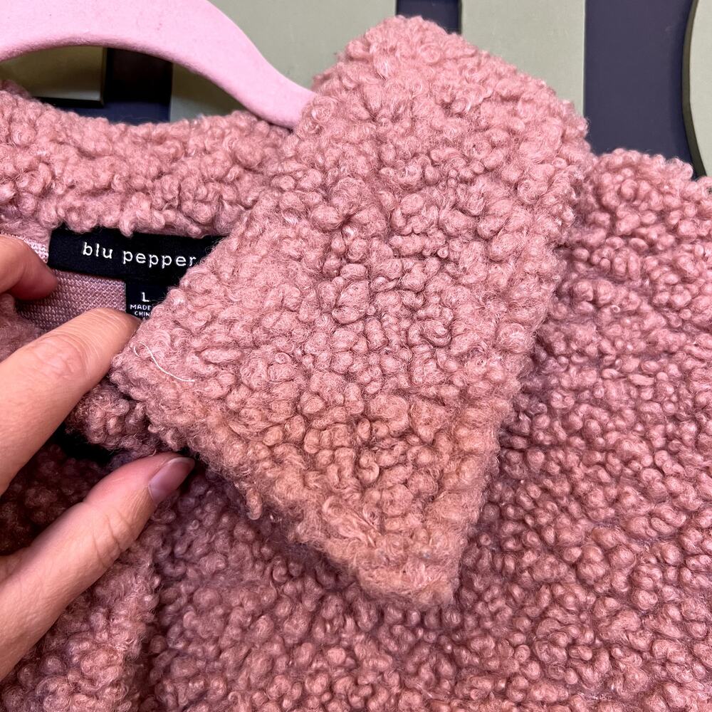 Blu Pepper Mauve Color Block Sherpa Button Front … - image 3